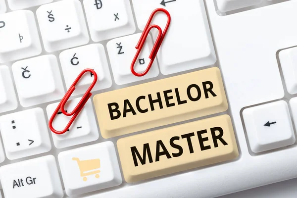 Inspiration showing sign Bachelor Master, Conceptual photo An advanced degree completed after bachelors degree