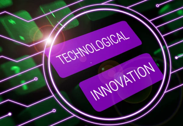 Exibição Conceitual Inovação Tecnológica Palavra Escrita Nova Invenção Conhecimento Técnico — Fotografia de Stock