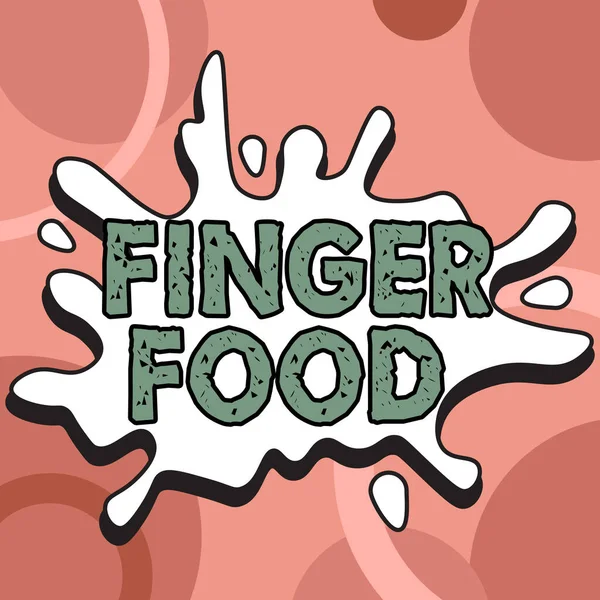 Skylt Som Visar Finger Food Affärsidé Produkter Och Digestives Som — Stockfoto