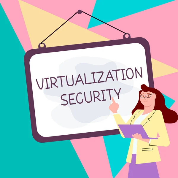 Exibição Conceitual Virtualization Security Word Para Aplicação Ambiente Virtual Para — Fotografia de Stock