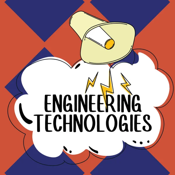 Znak Tekstowy Pokazujący Technologie Inżynierii Business Showcase Czynienia Fizyczną Matematyczną — Zdjęcie stockowe