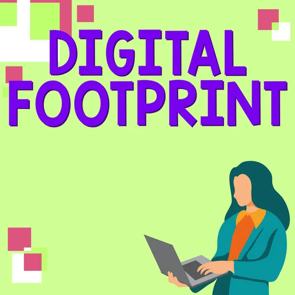 Text Bildtext Presenterar Digital Footprint Konceptuella Foto Använder Digital Teknik — Stockfoto