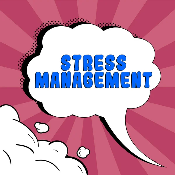 Conceptual display Stress Management, Business showcase learning ways of behaving and thinking that reduce stress