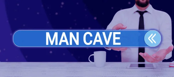 Handschrift Man Cave Internet Concept Een Kamer Ruimte Gebied Van — Stockfoto