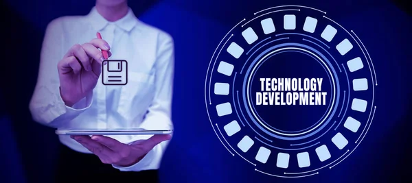 Hinweisschilder Für Technologieentwicklung Konzeptfotos Technologische Veränderungen Von Produkten Und Dienstleistungen — Stockfoto