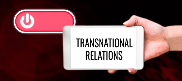 Signe Affichant Les Relations Transnationales Parole Écrite Sur Diplomatie Internationale — Photo