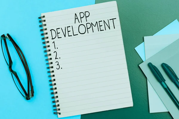 Firma Mostrando App Development Servicios Word Development Para Increíbles Experiencias — Foto de Stock