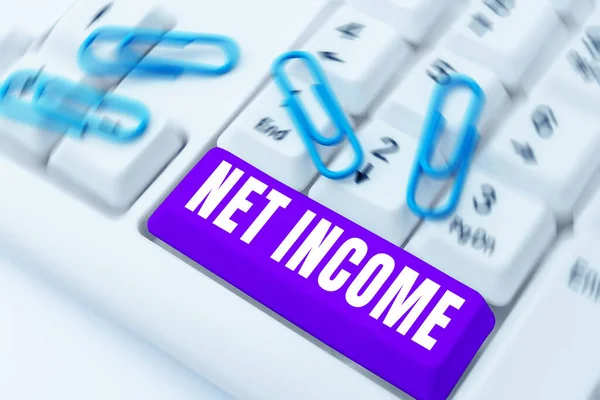 stock image Text caption presenting Net Income, Business showcase the gross income remaining after all deductions and exemptions are taken