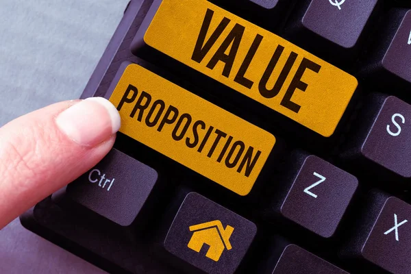 Tekstbord Met Value Proposition Business Approach Service Maakt Bedrijf Product — Stockfoto