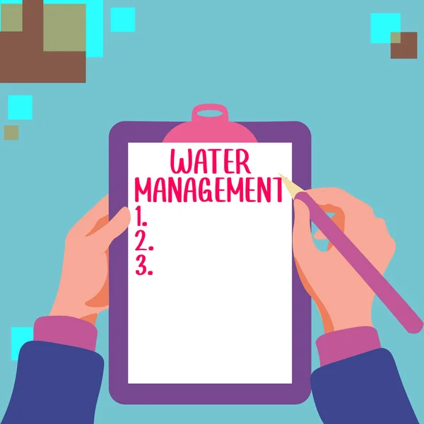 Inspiratie Met Uithangbord Watermanagement Woord Voor Optimaal Gebruik Van Waterbronnen — Stockfoto