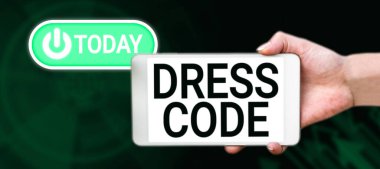 Conceptual caption Dress Code, Word Written on an accepted way of dressing for a particular occasion or group