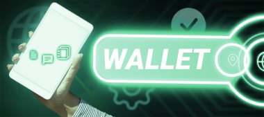 Metin Cüzdanı, Internet Concept Pocket boyutunda düz katlama kutusu para ve plastik kartları tutmak için yazılıyor