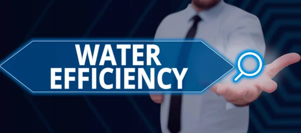 Conceptual display Water Efficiency, Business idea reduce water wastage by measuring amount of water required