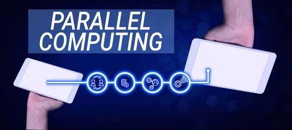 Text Caption Presenting Parallel Computing Concept Meaning Simultaneous Calculation Means — 스톡 사진