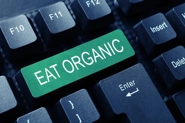 Konzeptionelle Bildunterschrift Eat Organic Business Approach Reduzierung Des Verzehrs Von — Stockfoto