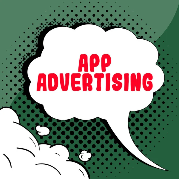概念的な表示アプリの広告 概念的な意味の開発者は モバイルアプリで広告を提供するために支払われる — ストック写真