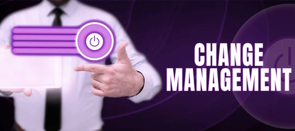 Handschriftliches Zeichen Change Management Word Written Replacement Leadership Einer Organisation — Stockfoto