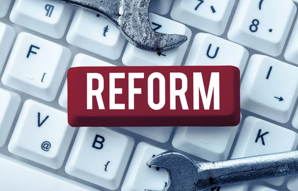 Podepsat Zobrazení Reform Konceptuální Fotografie Pro Změnu Nebo Zlepšení Změnou — Stock fotografie