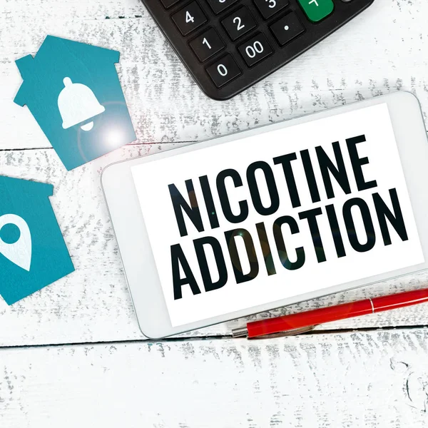 Text Caption Presenting Nicotine Addiction Business Idea Condition Being Addicted — Photo