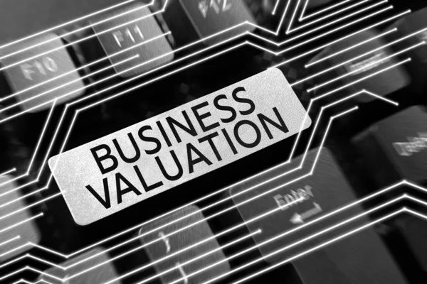 Logga Som Visar Business Valuation Konceptuell Bild Som Bestämmer Det — Stockfoto