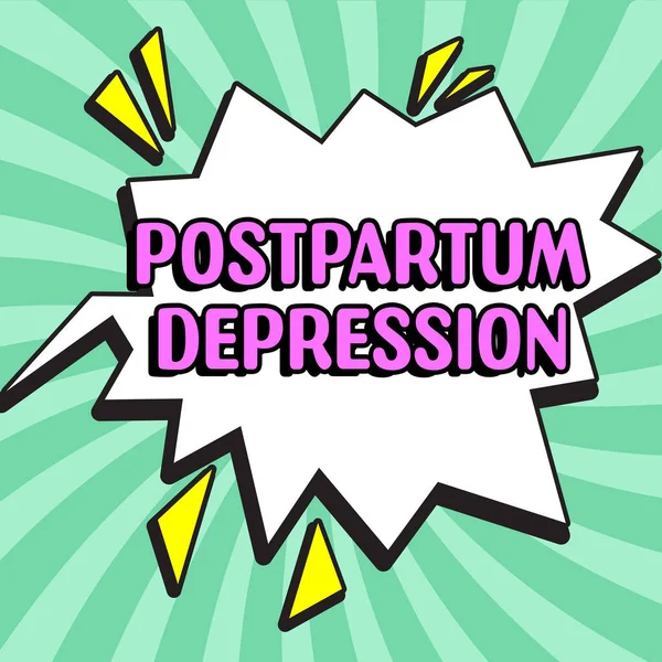 Handwriting text Postpartum Depression, Business overview a mood disorder involving intense depression after giving birth