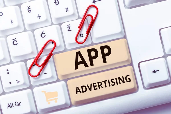 Text sign showing App Advertising, Internet Concept developers get paid to serve advertisements in mobile app