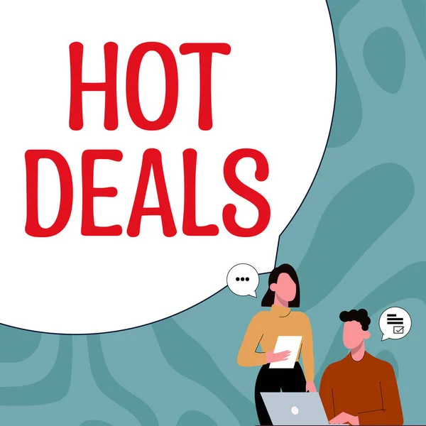Tekst Met Inspiratie Hot Deals Internet Concept Een Overeenkomst Waarbij — Stockfoto