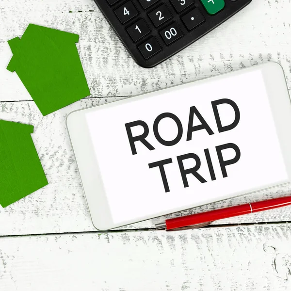 Inspiration Showing Sign Road Trip Business Approach Roaming Places Definite — Stock Photo, Image