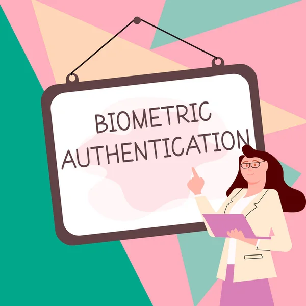 Texto Caligrafia Autenticação Biométrica Verificação Identidade Vitrine Negócios Envolve Entrada — Fotografia de Stock