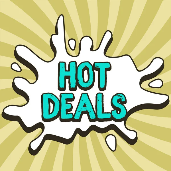 Tekst Pokazujący Inspirację Hot Deals Pomysł Biznes Umowa Dzięki Której — Zdjęcie stockowe