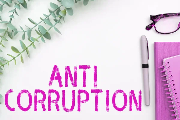 Logga Visar Antikorruption Konceptuella Fotobestämmelser Sluta Generera Intäkter Genom Olagliga — Stockfoto