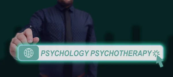 Wyświetlacz Koncepcyjny Psychologia Psychoterapia Przegląd Biznesowy Zastosowanie Metody Psychologicznej Leczeniu — Zdjęcie stockowe