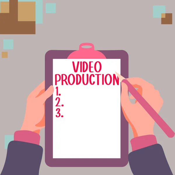 Escritura Mano Muestra Producción Vídeo Palabra Escrito Proceso Convertir Una —  Fotos de Stock
