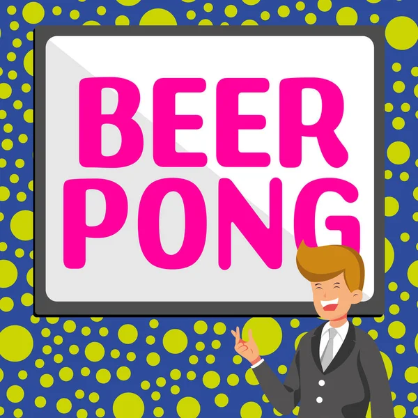 Sinal Texto Mostrando Beer Pong Foto Conceitual Jogo Com Conjunto — Fotografia de Stock