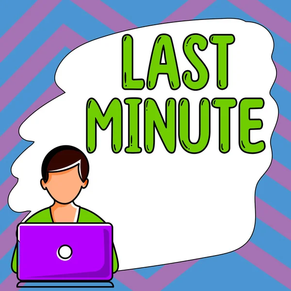 Handschriftliches Zeichen Last Minute Konzeptionelles Foto Das Spätestens Zum Zeitpunkt — Stockfoto