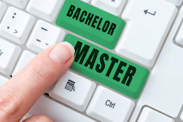 Conceptual caption Bachelor Master, Business overview An advanced degree completed after bachelors degree
