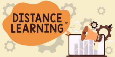 Text sign showing Distance Learning, Word Written on educational lectures broadcasted over the Internet remotely