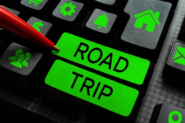 Text Caption Presenting Road Trip Word Written Roaming Places Definite — Stock Photo, Image