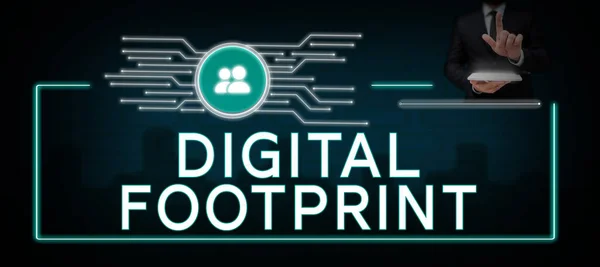 Text Sign Showing Digital Footprint Business Approach Uses Digital Technology — Stock Photo, Image