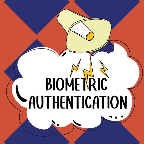生体認証を示すテキスト署名 ビジネスアイデンティティ認証には生物学的入力が含まれます — ストック写真