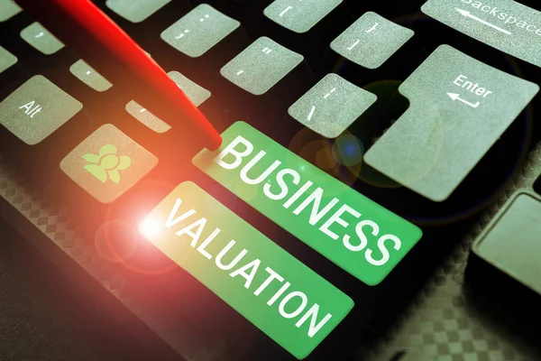 Tekst Bijschrift Presenteren Business Valuation Business Idee Bepalen Van Economische — Stockfoto