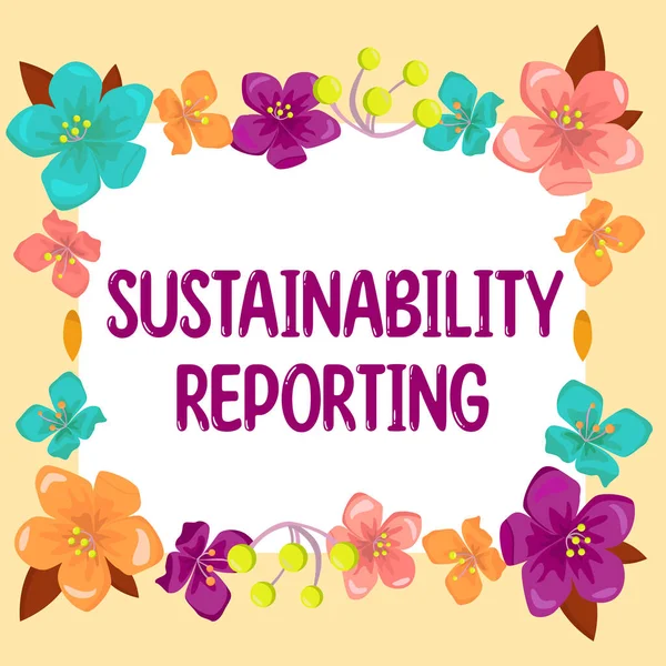 Text caption presenting Sustainability Reporting, Conceptual photo give information economic environmental performance