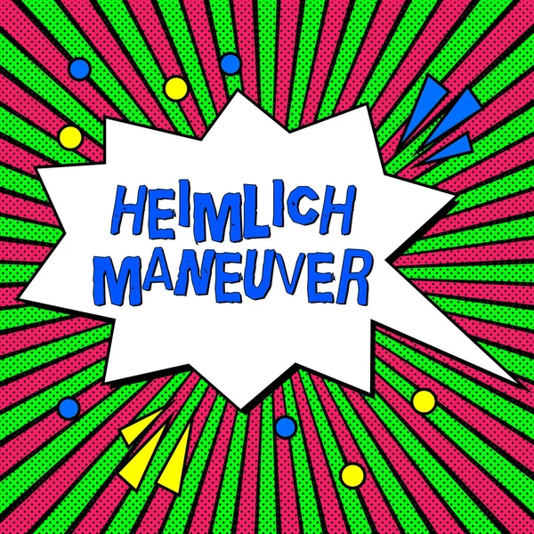 Handschrift Heimlich Maneuver Conceptuele Foto Toepassing Van Opwaartse Druk Geval — Stockfoto