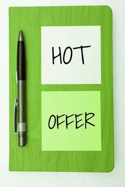Conceptual Display Hot Offer Word Product Programme Offered Reduced Prices — Foto de Stock