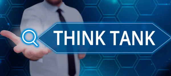 Visualizzazione Dei Segni Think Tank Approccio Aziendale Pensare Soluzioni Innovative — Foto Stock