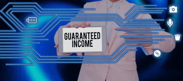 Text Sign Showing Guaranteed Income Concept Meaning Earnings Property Rental — Stockfoto