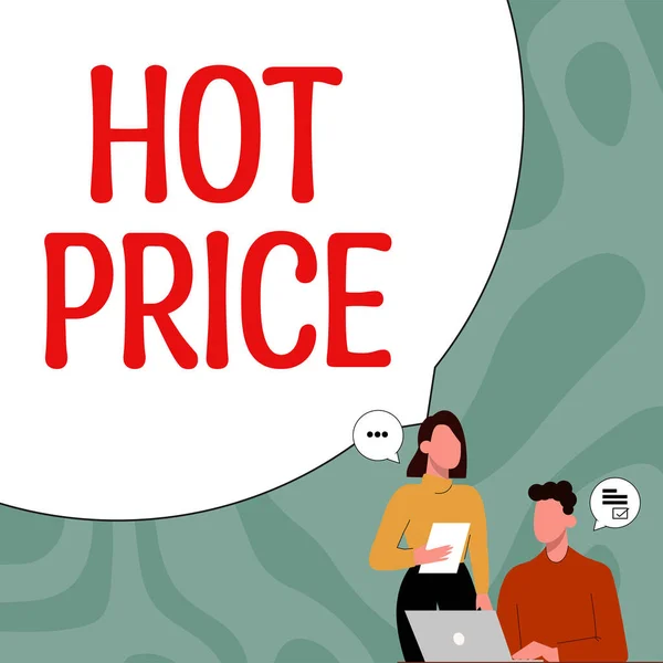 Sinal Texto Mostrando Hot Price Palavra Para Comprador Vendedor Pode — Fotografia de Stock