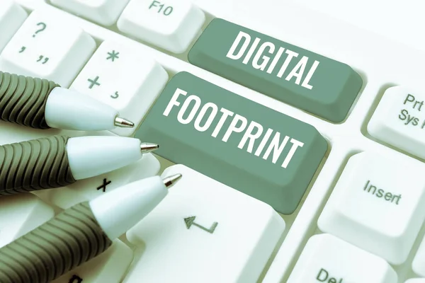 Hand Writing Sign Digital Footprint Concept Meaning Uses Digital Technology — Stock Fotó