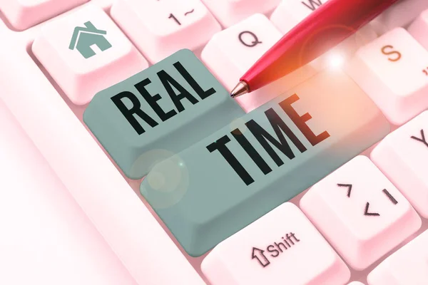 Sinal Texto Mostrando Tempo Real Business Mostra Tempo Real Durante — Fotografia de Stock