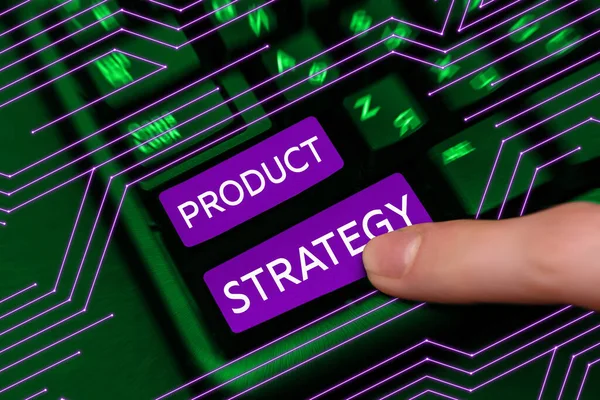 Ručně Psané Znamení Product Strategy Business Showcase Dlouhodobý Plán Vývoje — Stock fotografie